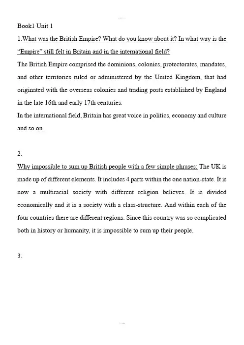 英语国家社会与文化入门课后题答案