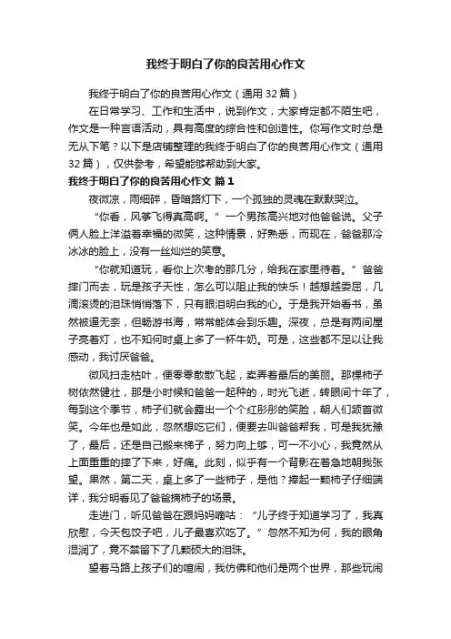 我终于明白了你的良苦用心作文