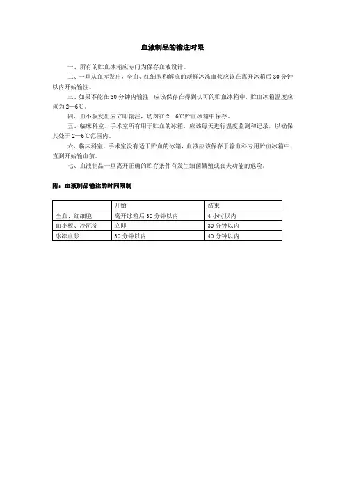 血液制品的输注时限