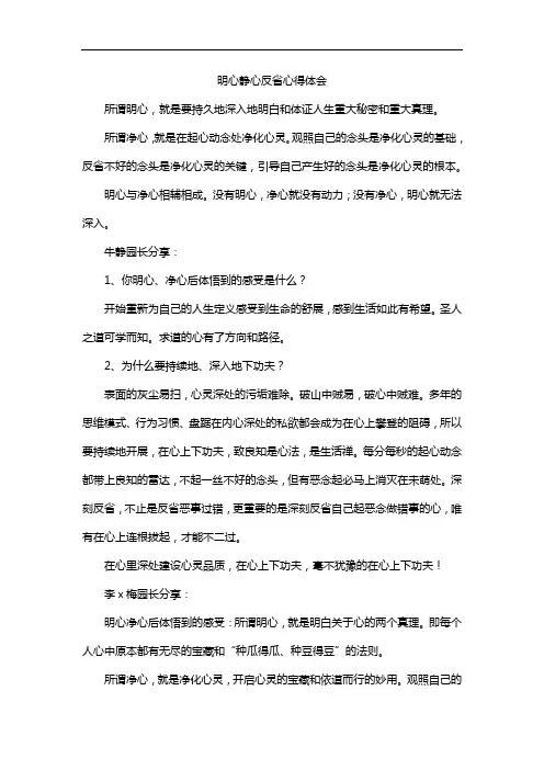 明心静心反省心得体会
