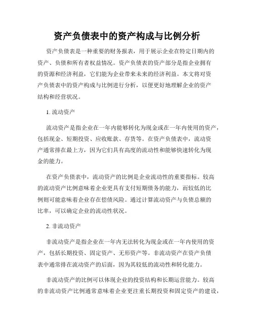资产负债表中的资产构成与比例分析