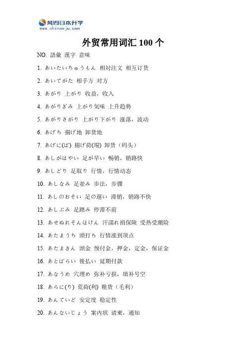 日语学习：外贸常用词汇100个