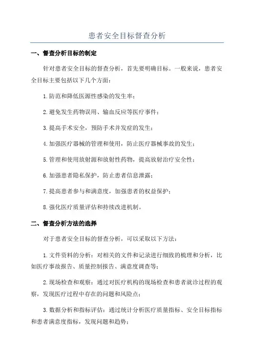 患者安全目标督查分析