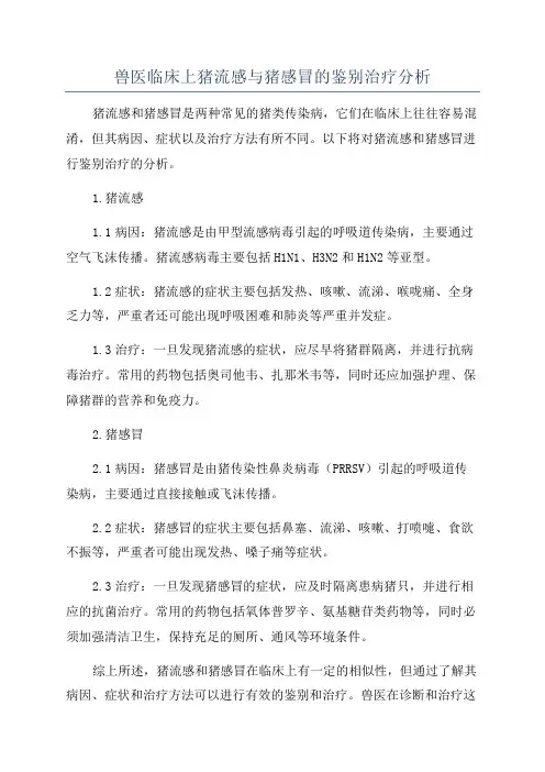 兽医临床上猪流感与猪感冒的鉴别治疗分析