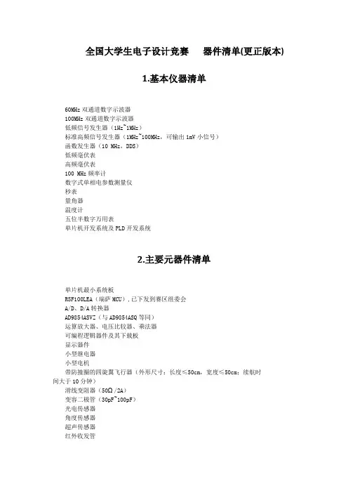 全国大学生电子设计大赛器件清单