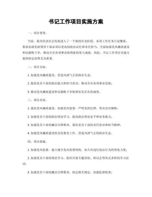 书记工作项目实施方案