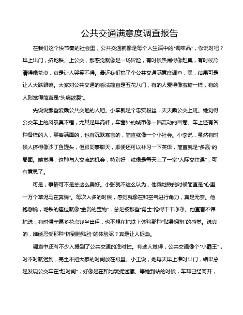 公共交通满意度调查报告