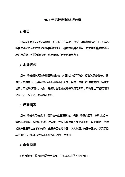2024年铅锌市场环境分析