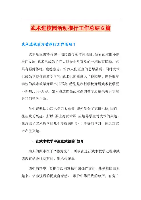 武术进校园活动推行工作总结6篇