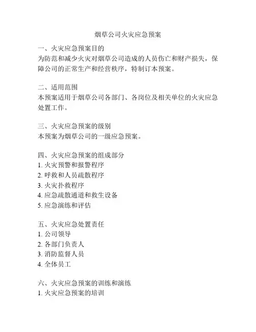 烟草公司火灾应急预案