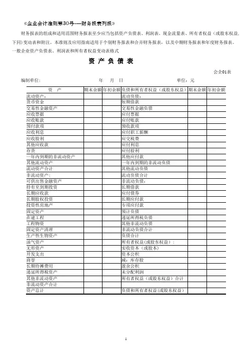 新会计准则全套报表模板