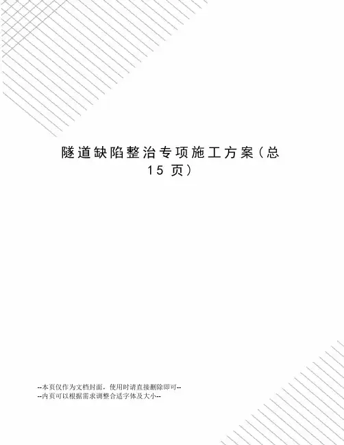 隧道缺陷整治专项施工方案