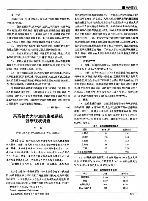 某高校女大学生的生殖系统健康现状调查