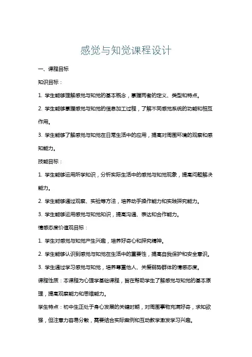 感觉与知觉课程设计