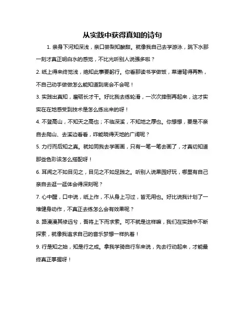 从实践中获得真知的诗句
