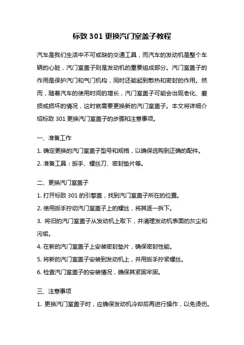 标致301更换汽门室盖子教程