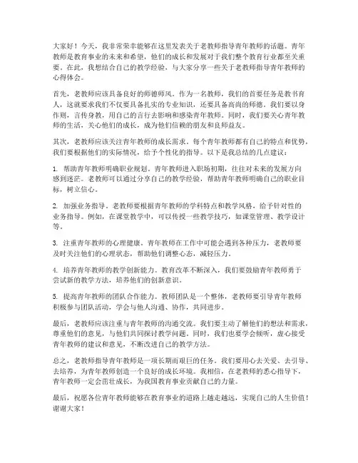 老教师指导青年教师发言稿