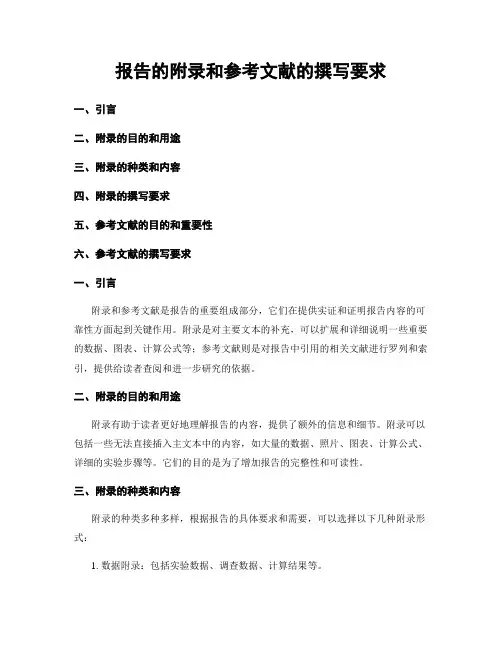 报告的附录和参考文献的撰写要求