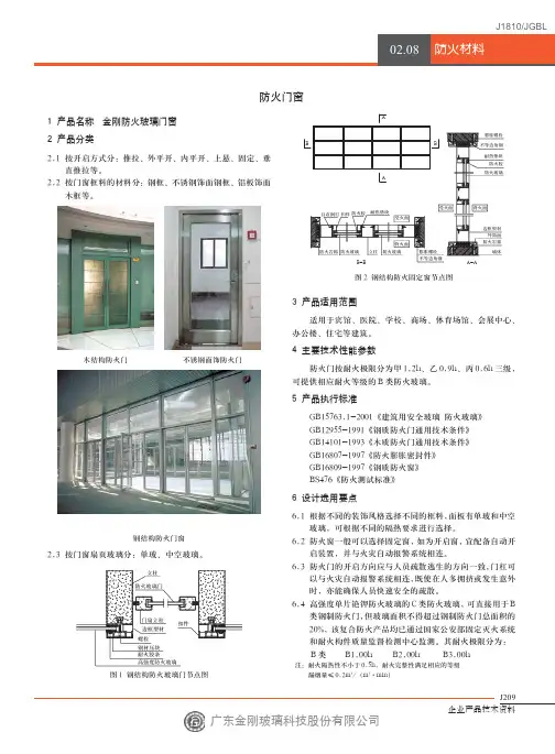 防火玻璃、防火门窗详图