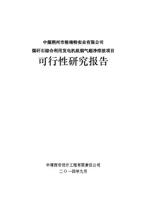 煤矸石综合利用发电机组烟气超净排放项目可研报告