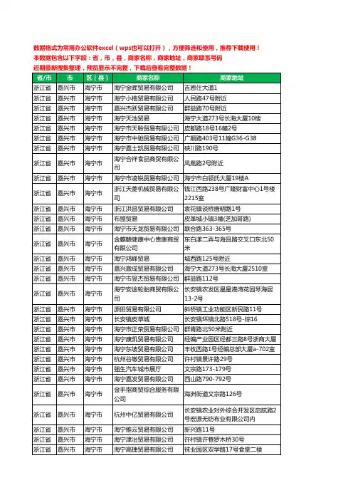 2020新版浙江省嘉兴市海宁市贸易有限公司工商企业公司商家名录名单黄页联系电话号码地址大全213家