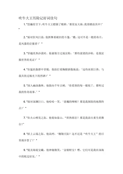 吹牛大王历险记好词佳句-概述说明以及解释
