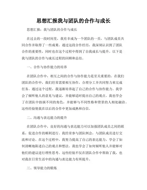 思想汇报我与团队的合作与成长