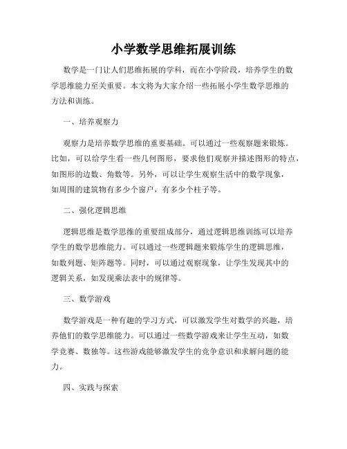 小学数学思维拓展训练