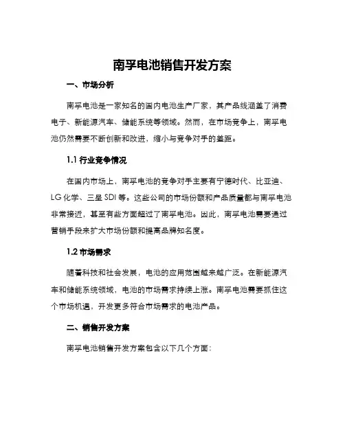 南孚电池销售开发方案