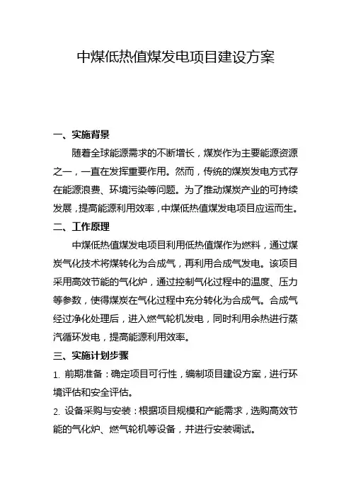 中煤低热值煤发电项目建设方案(一)