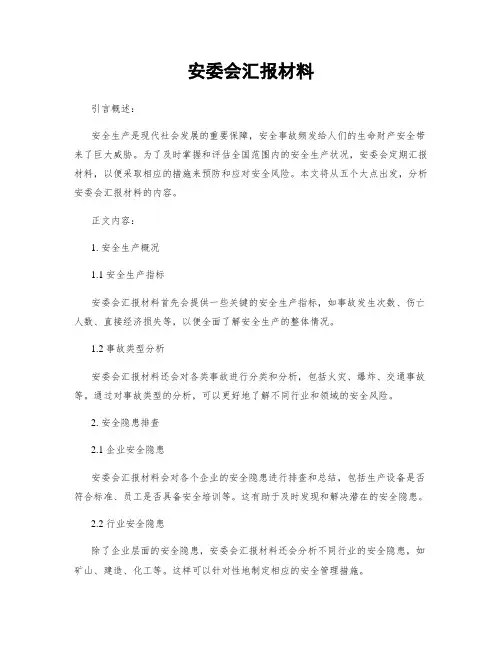 安委会汇报材料