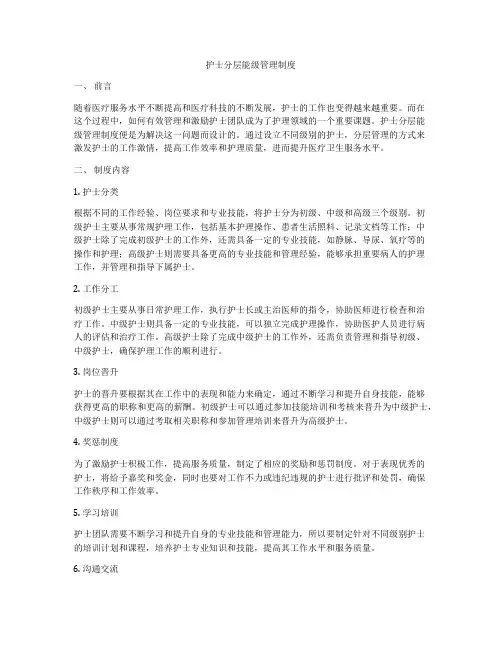 护士分层能级管理制度