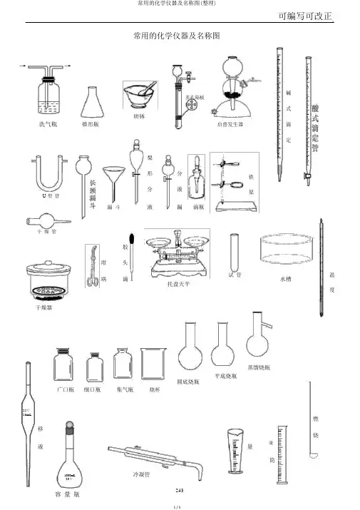 常用的化学仪器及名称图(整理)
