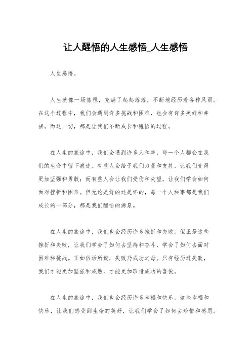 让人醒悟的人生感悟_人生感悟