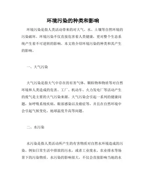 环境污染的种类和影响