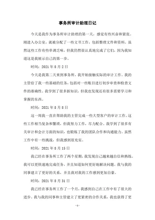 事务所审计助理日记