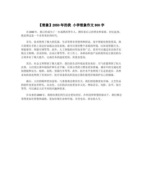 【想象】2050年的我 小学想象作文800字