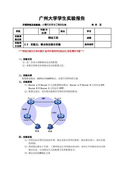 路由协议综合实验报告