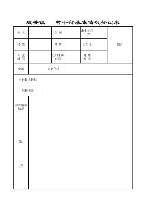 村干部基本情况