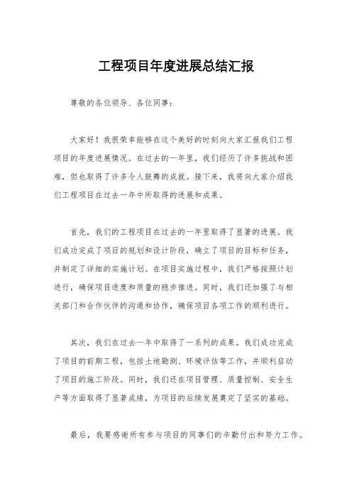 工程项目年度进展总结汇报