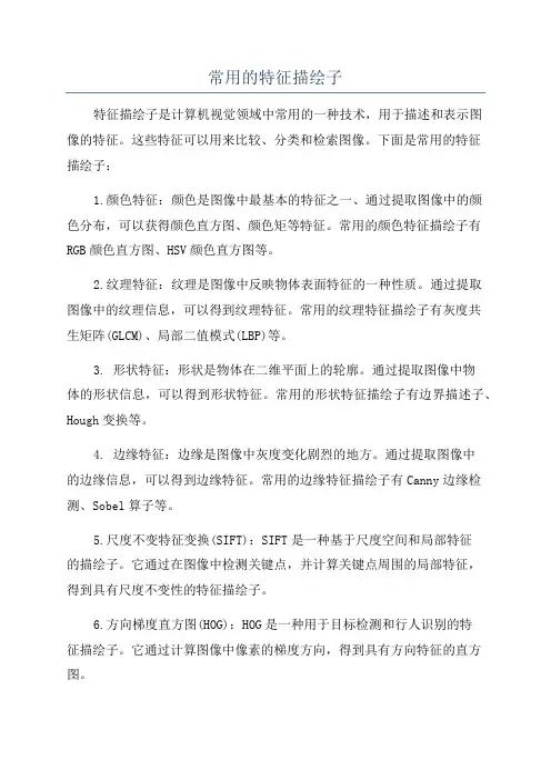 常用的特征描绘子