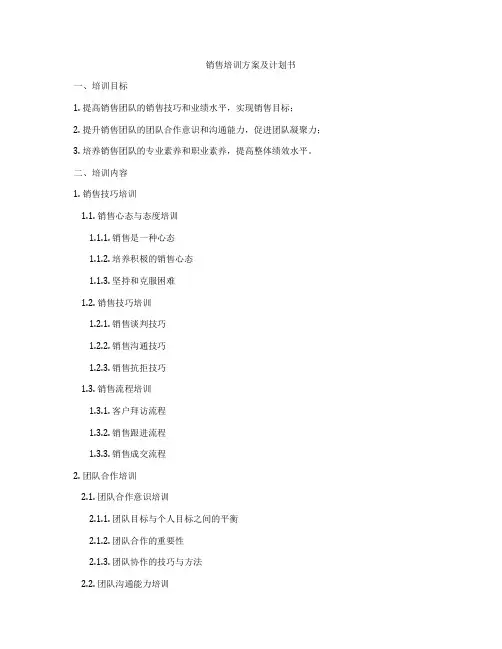 销售培训方案及计划书