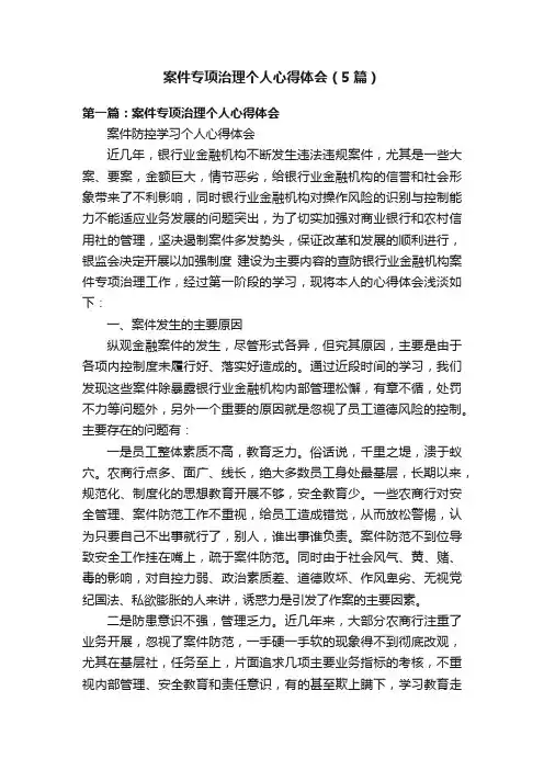 案件专项治理个人心得体会（5篇）