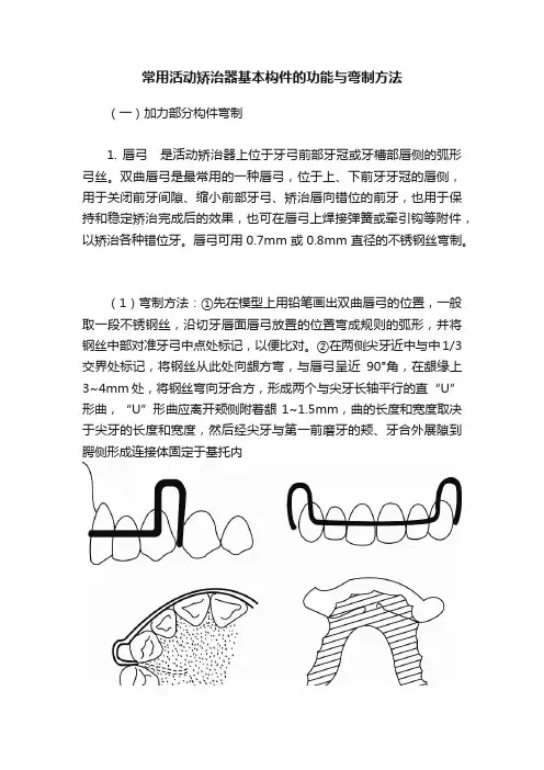 常用活动矫治器基本构件的功能与弯制方法