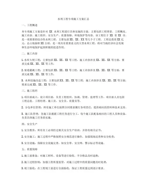 水利工程专项施工方案汇总