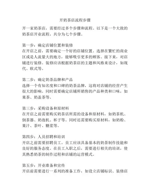 开奶茶店流程步骤