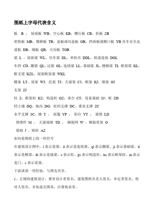 建筑图纸上的符号字母所代表的意思