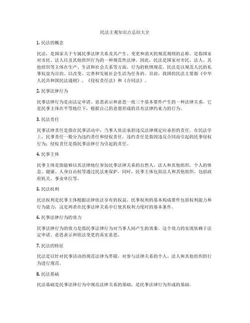 民法主观知识点总结大全