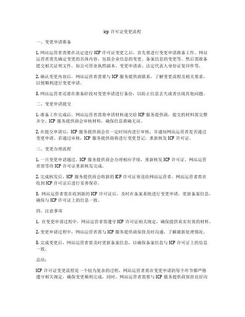 icp许可证变更流程
