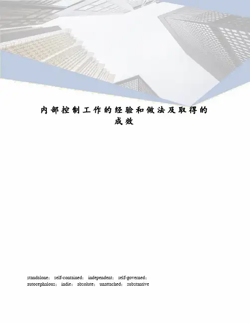 内部控制工作的经验和做法及取得的成效